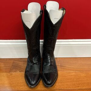 Tony Lama Vintage Boots Mens Black Western Embroidered Cowboy VM2993 size 7.5D